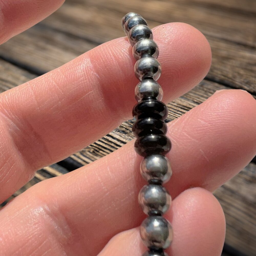 Sterling Silver & Black Onyx 18″ Beaded Necklace New - Picture 10 of 16